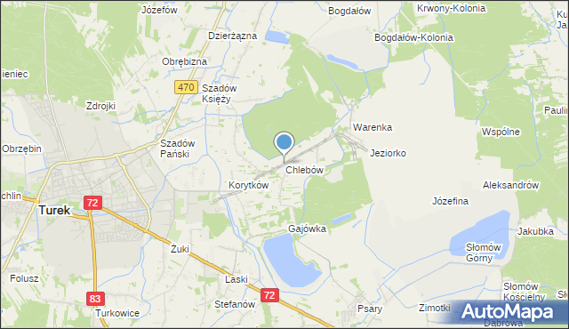 mapa Chlebów, Chlebów gmina Turek na mapie Targeo