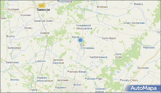 mapa Chmielewo, Chmielewo gmina Świercze na mapie Targeo