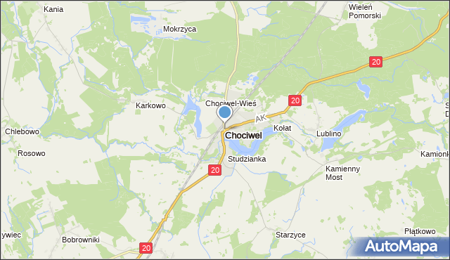 mapa Chociwel, Chociwel powiat stargardzki na mapie Targeo