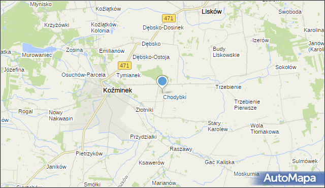 mapa Chodybki, Chodybki na mapie Targeo