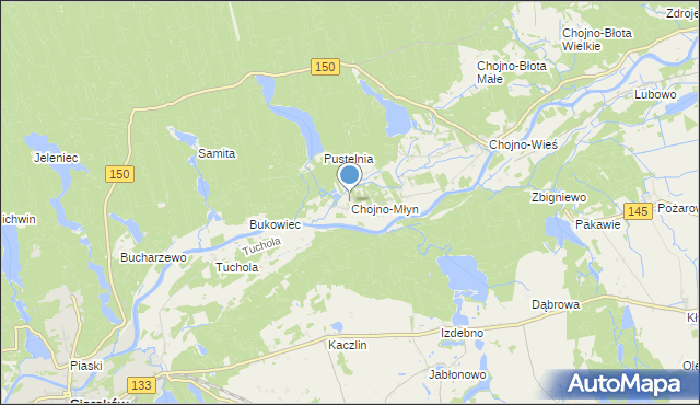 mapa Chojno-Młyn, Chojno-Młyn na mapie Targeo