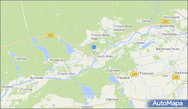 mapa Chojno-Wieś, Chojno-Wieś na mapie Targeo