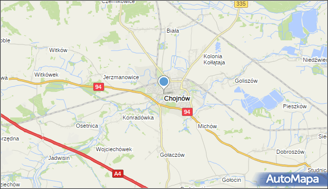 mapa Chojnów, Chojnów powiat legnicki na mapie Targeo