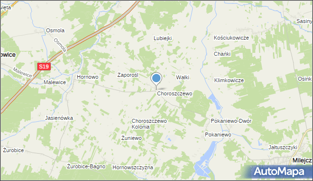 mapa Choroszczewo, Choroszczewo na mapie Targeo