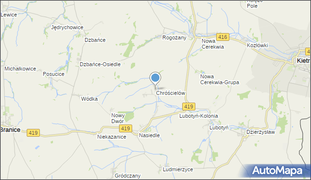 mapa Chróścielów, Chróścielów na mapie Targeo