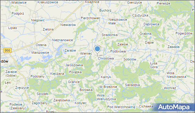 mapa Chrostowa, Chrostowa gmina Łapanów na mapie Targeo