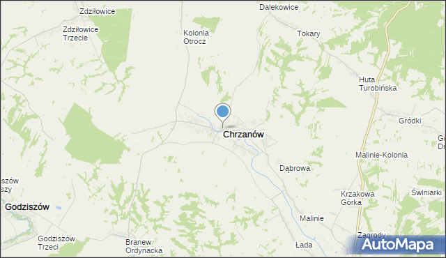 mapa Chrzanów, Chrzanów powiat janowski na mapie Targeo