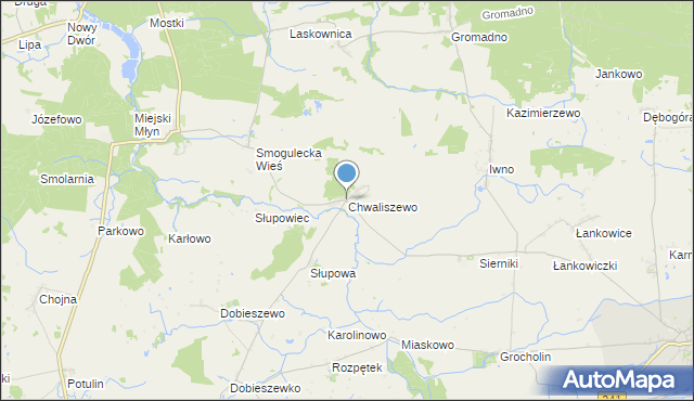 mapa Chwaliszewo, Chwaliszewo gmina Kcynia na mapie Targeo