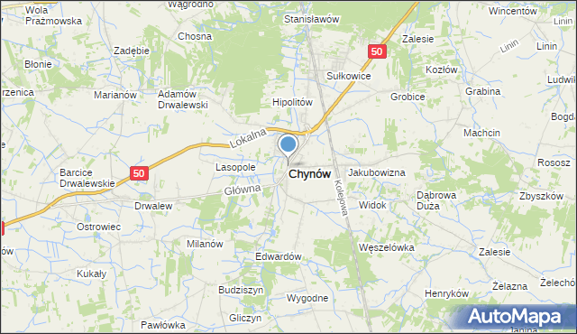 mapa Chynów, Chynów powiat grójecki na mapie Targeo