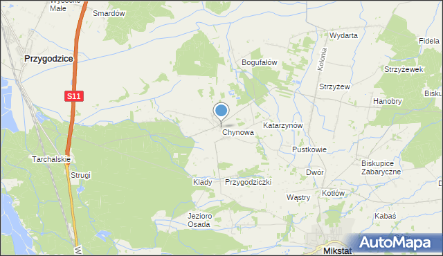 mapa Chynowa, Chynowa na mapie Targeo