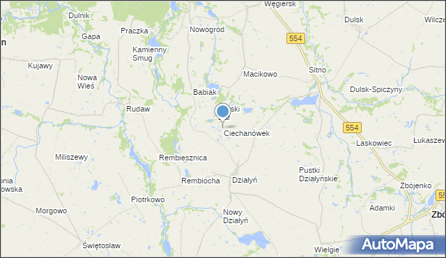 mapa Ciechanówek, Ciechanówek na mapie Targeo