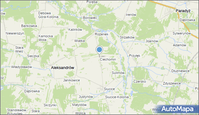 mapa Ciechomin, Ciechomin gmina Aleksandrów na mapie Targeo