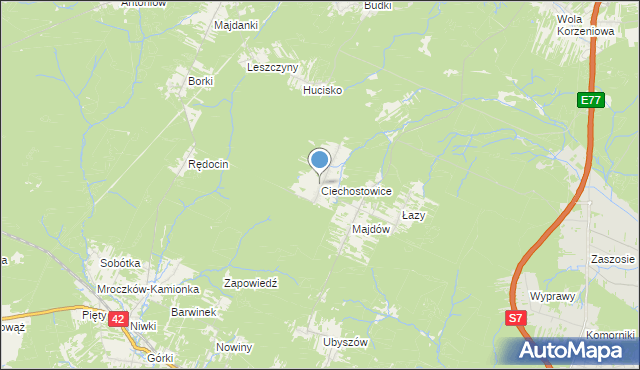 mapa Ciechostowice, Ciechostowice na mapie Targeo