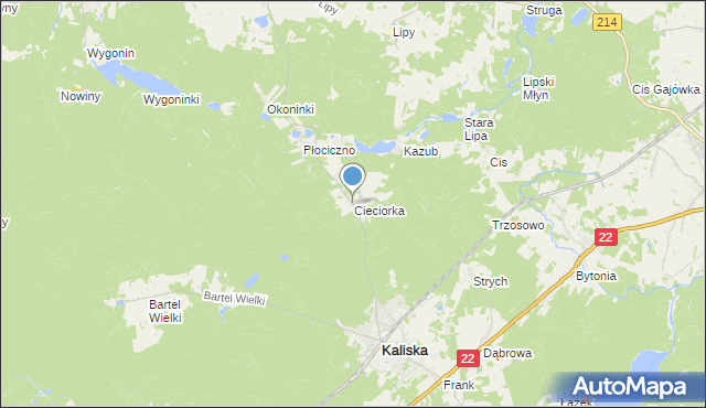 mapa Cieciorka, Cieciorka na mapie Targeo
