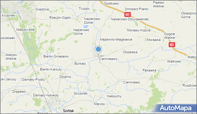 mapa Ciemniewko, Ciemniewko na mapie Targeo