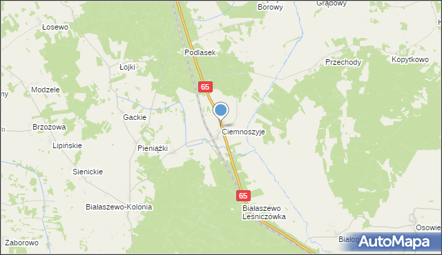 mapa Ciemnoszyje, Ciemnoszyje na mapie Targeo