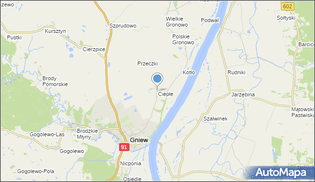 mapa Ciepłe, Ciepłe gmina Gniew na mapie Targeo