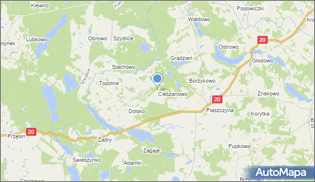 mapa Cieszanowo, Cieszanowo na mapie Targeo