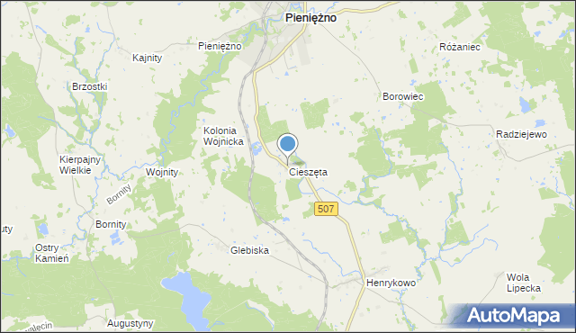 mapa Cieszęta, Cieszęta na mapie Targeo