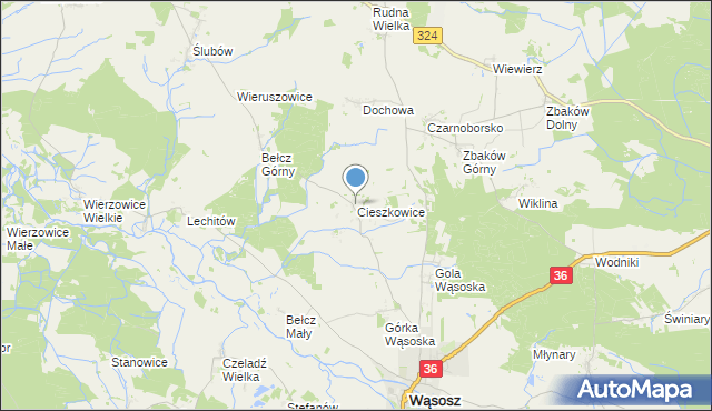 mapa Cieszkowice, Cieszkowice na mapie Targeo