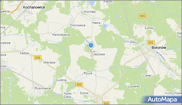 mapa Cieszowa, Cieszowa na mapie Targeo