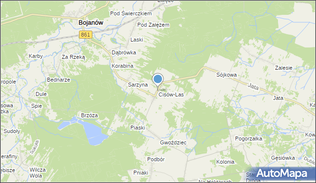 mapa Cisów-Las, Cisów-Las na mapie Targeo