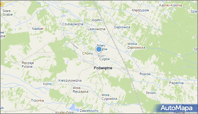 mapa Cygów, Cygów na mapie Targeo