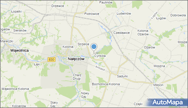 mapa Cynków, Cynków gmina Nałęczów na mapie Targeo