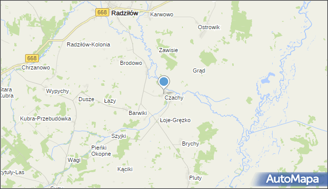 mapa Czachy, Czachy gmina Radziłów na mapie Targeo