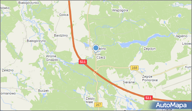 mapa Czacz, Czacz gmina Świeszyno na mapie Targeo