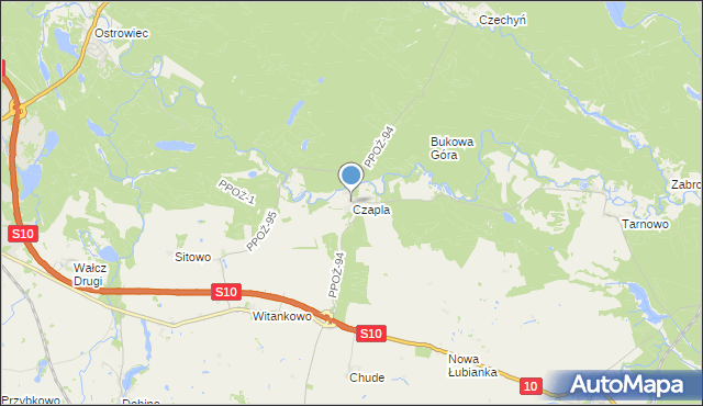 mapa Czapla, Czapla na mapie Targeo