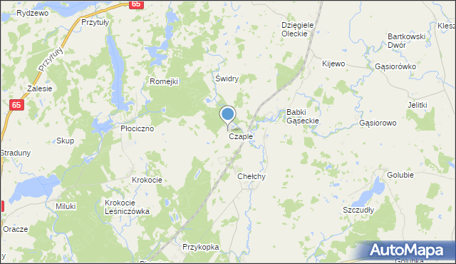 mapa Czaple, Czaple gmina Ełk na mapie Targeo