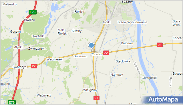 mapa Czarlin, Czarlin na mapie Targeo