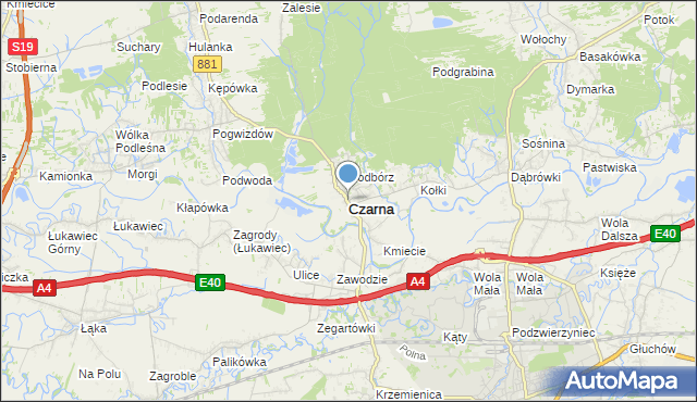 mapa Czarna, Czarna powiat łańcucki na mapie Targeo