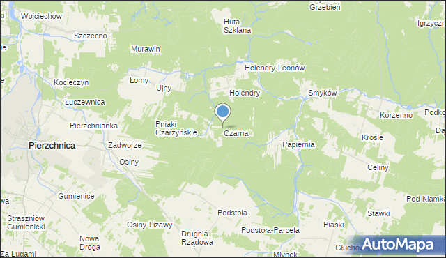 mapa Czarna, Czarna gmina Pierzchnica na mapie Targeo