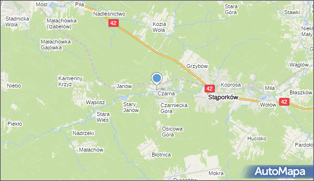 mapa Czarna, Czarna gmina Stąporków na mapie Targeo