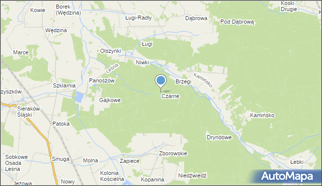 mapa Czarne, Czarne gmina Ciasna na mapie Targeo