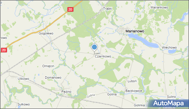 mapa Czarnkowo, Czarnkowo gmina Marianowo na mapie Targeo
