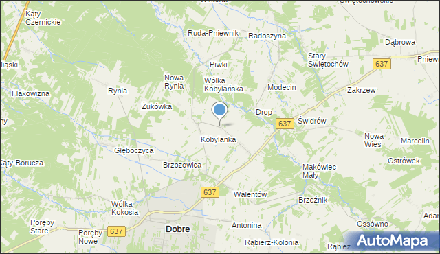 mapa Czarnocin, Czarnocin gmina Dobre na mapie Targeo
