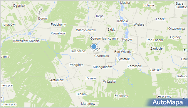 mapa Czarnolas, Czarnolas gmina Ciepielów na mapie Targeo