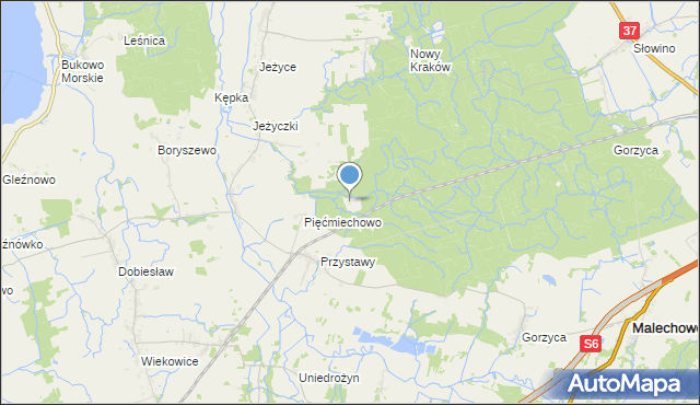 mapa Czarnolas, Czarnolas gmina Darłowo na mapie Targeo