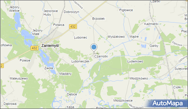 mapa Czarnotki, Czarnotki na mapie Targeo