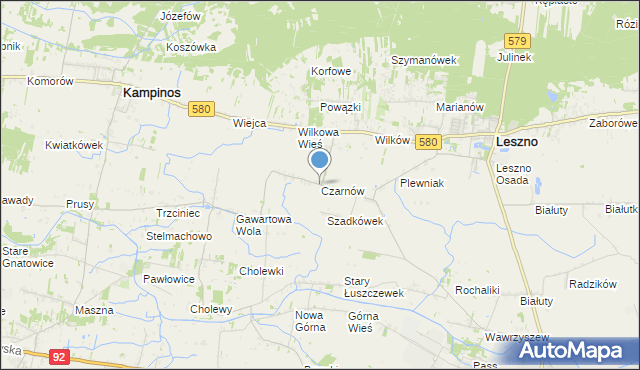 mapa Czarnów, Czarnów gmina Leszno na mapie Targeo