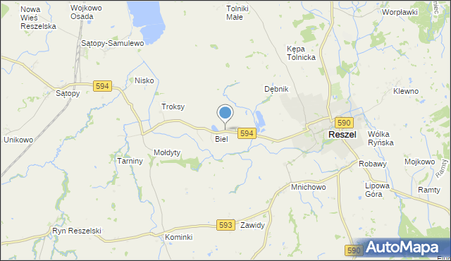 mapa Czarnowiec, Czarnowiec gmina Reszel na mapie Targeo