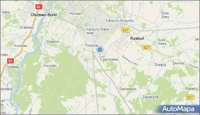 mapa Czarnowiec, Czarnowiec gmina Rzekuń na mapie Targeo