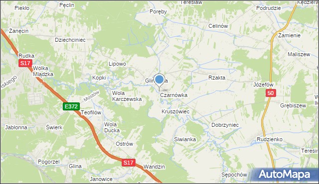 mapa Czarnówka, Czarnówka gmina Wiązowna na mapie Targeo