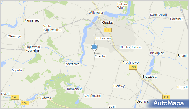 mapa Czechy, Czechy gmina Kłecko na mapie Targeo