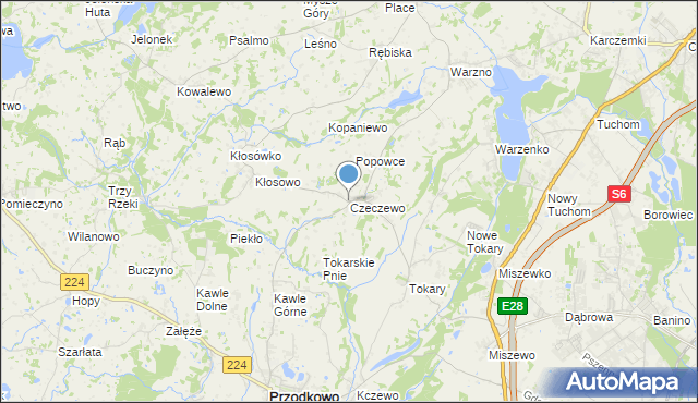 mapa Czeczewo, Czeczewo gmina Przodkowo na mapie Targeo