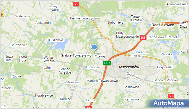 mapa Czekaj, Czekaj gmina Mszczonów na mapie Targeo