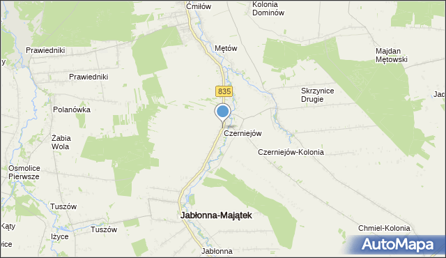 mapa Czerniejów, Czerniejów gmina Jabłonna na mapie Targeo